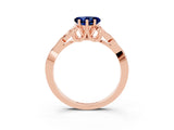 Rose gold Heart Cut Blue Sapphire Solitaire Celtic Knot Ring with Four-Prong Setting_15
