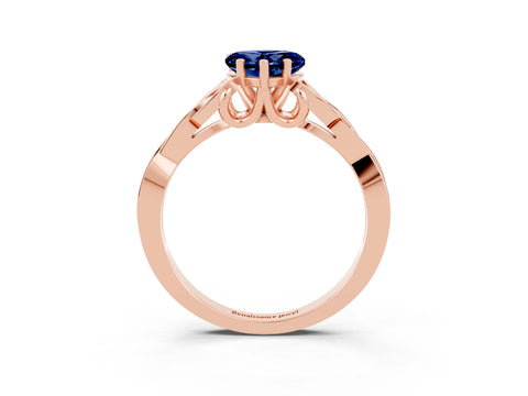 Rose gold Heart Cut Blue Sapphire Solitaire Celtic Knot Ring with Four-Prong Setting_15