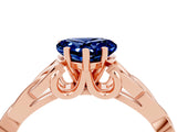 Rose gold Heart Cut Blue Sapphire Solitaire Celtic Knot Ring with Four-Prong Setting_16