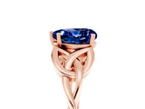 Rose gold Heart Cut Blue Sapphire Solitaire Celtic Knot Ring with Four-Prong Setting_17