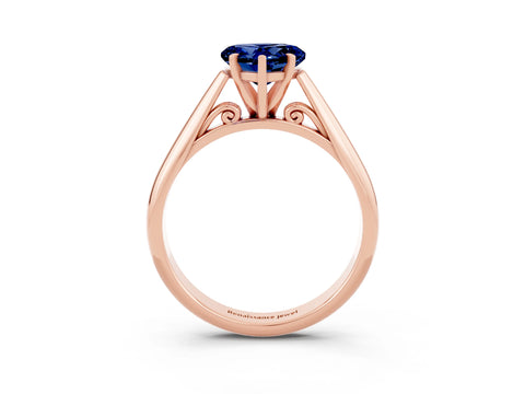Rose gold Heart Cut Blue Sapphire Solitaire Engagement Ring with Cathedral Setting and Four-Prong Mount_15