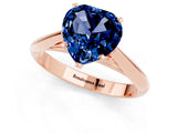 Rose gold Heart Cut Blue Sapphire Solitaire Engagement Ring with Cathedral Setting and Four-Prong Mount_25