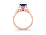 Rose gold Heart Cut Blue Sapphire Solitaire Engagement Ring with Cathedral Setting and Four-Prong Mount_27