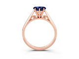 Rose gold Heart Cut Blue Sapphire Solitaire Engagement Ring with Cathedral Setting and Four-Prong Mount_33