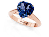 Rose gold Heart Cut Blue Sapphire Solitaire Engagement Ring with Cathedral Setting and Four-Prong Mount_73