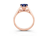 Rose gold Heart Cut Blue Sapphire Solitaire Engagement Ring with Cathedral Setting and Four-Prong Mount_75