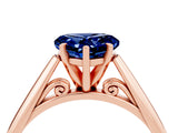 Rose gold Heart Cut Blue Sapphire Solitaire Engagement Ring with Cathedral Setting and Four-Prong Mount_76