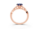 Rose gold Heart Cut Blue Sapphire Solitaire Engagement Ring with Celtic Knot Band and Four-Prong Setting_3