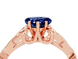 Rose gold Heart Cut Blue Sapphire Solitaire Engagement Ring with Celtic Knot Band and Four-Prong Setting_4