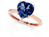 Rose gold Heart Cut Blue Sapphire Solitaire Engagement Ring with Classic Band and Four-Prong Setting_13