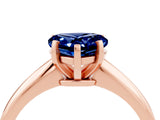 Rose gold Heart Cut Blue Sapphire Solitaire Engagement Ring with Classic Band and Four-Prong Setting_16