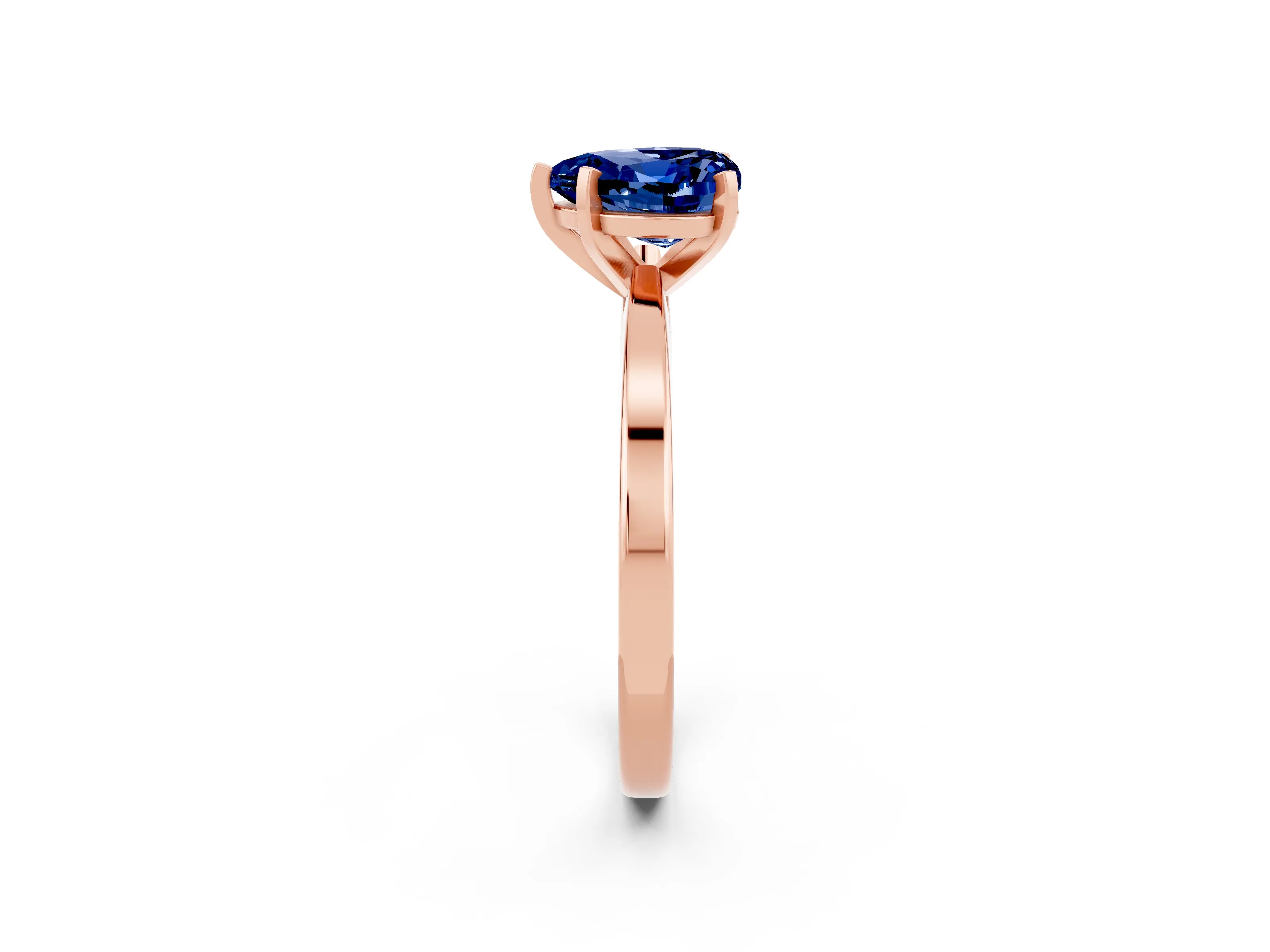 Rose gold Heart Cut Blue Sapphire Solitaire Engagement Ring with Classic Band and Four-Prong Setting_26
