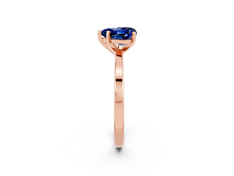 Rose gold Heart Cut Blue Sapphire Solitaire Engagement Ring with Classic Band and Four-Prong Setting_26
