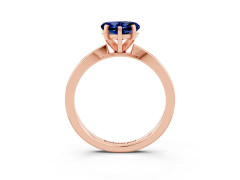 Rose gold Heart Cut Blue Sapphire Solitaire Engagement Ring with Classic Band and Four-Prong Setting_27