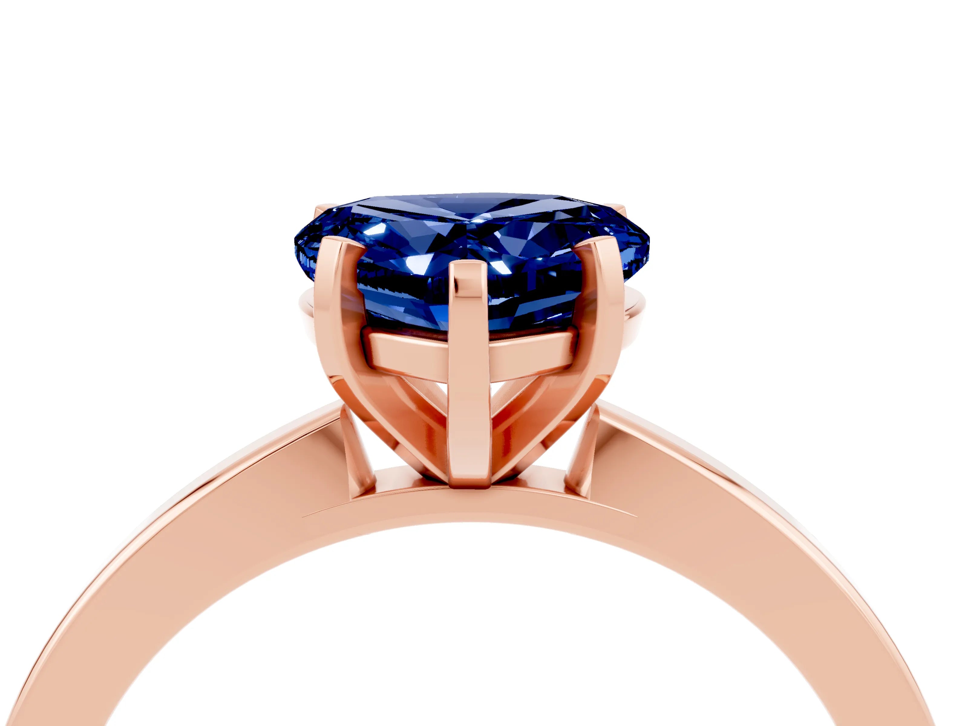 Rose gold Heart Cut Blue Sapphire Solitaire Engagement Ring with Classic Band and Four-Prong Setting_28