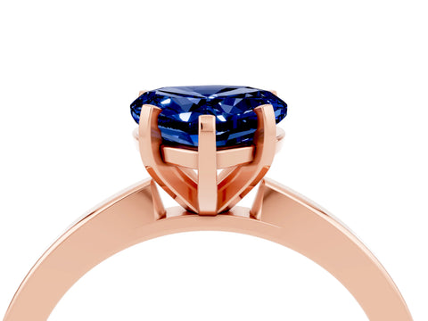 Rose gold Heart Cut Blue Sapphire Solitaire Engagement Ring with Classic Band and Four-Prong Setting_28