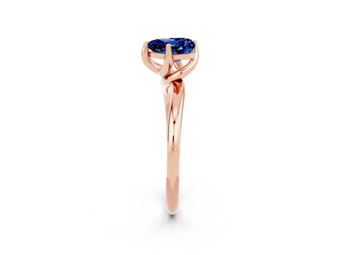 Rose gold Heart Cut Blue Sapphire Solitaire Engagement Ring with Four-Prong Setting and Classic Band_14