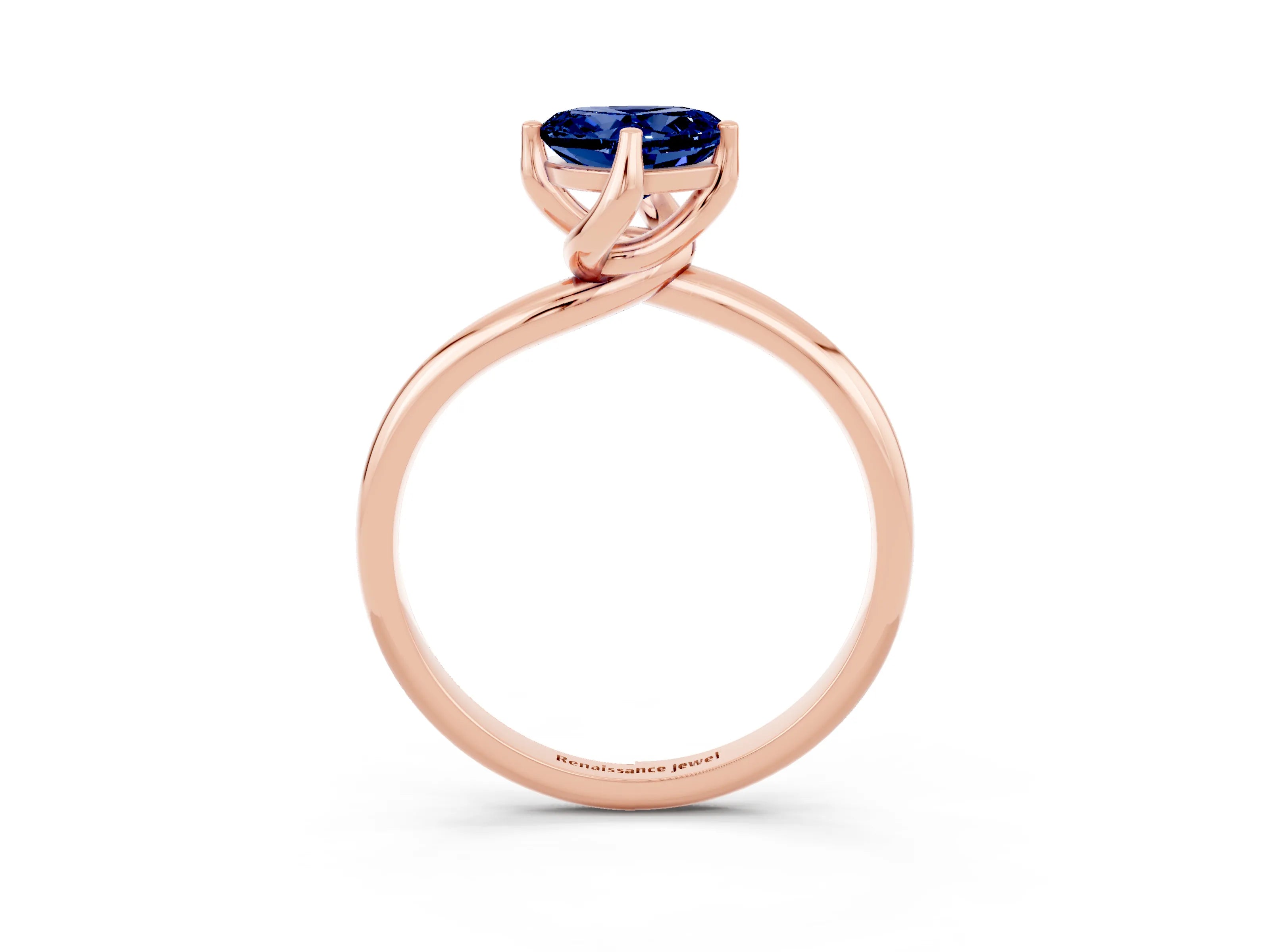 Rose gold Heart Cut Blue Sapphire Solitaire Engagement Ring with Four-Prong Setting and Classic Band_15