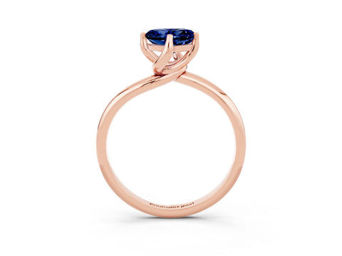Rose gold Heart Cut Blue Sapphire Solitaire Engagement Ring with Four-Prong Setting and Classic Band_15
