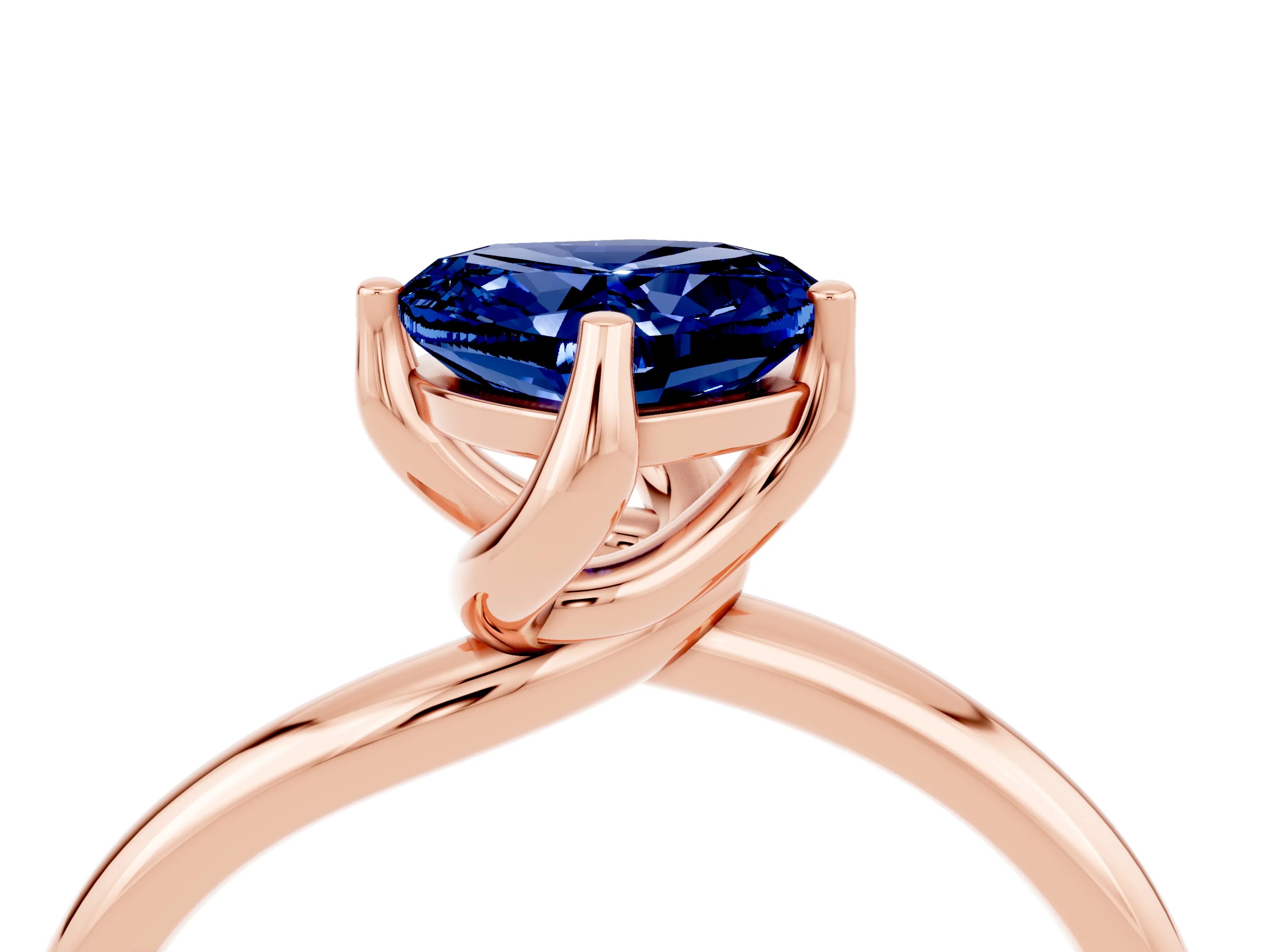 Rose gold Heart Cut Blue Sapphire Solitaire Engagement Ring with Four-Prong Setting and Classic Band_16