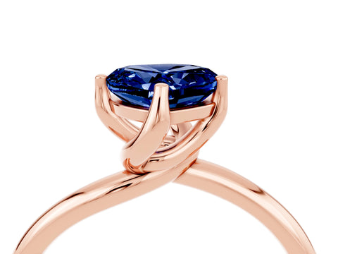 Rose gold Heart Cut Blue Sapphire Solitaire Engagement Ring with Four-Prong Setting and Classic Band_16