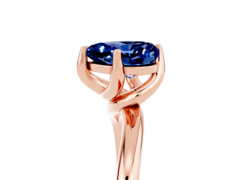 Rose gold Heart Cut Blue Sapphire Solitaire Engagement Ring with Four-Prong Setting and Classic Band_17