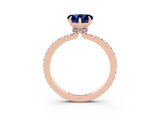 Rose gold Heart Cut Blue Sapphire Solitaire Engagement Ring with Pavé Band and Four-Prong Setting_3