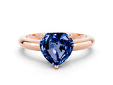 Rose gold Heart Cut Blue Sapphire Solitaire Engagement Ring with Round Band and Four-Prong Setting