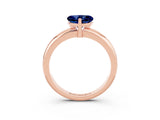 Rose gold Heart Cut Blue Sapphire Solitaire Engagement Ring with Round Band and Four-Prong Setting_3