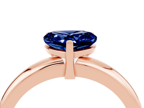 Rose gold Heart Cut Blue Sapphire Solitaire Engagement Ring with Round Band and Four-Prong Setting_4