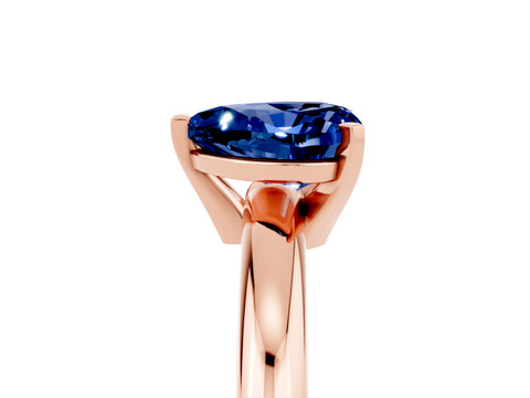 Rose gold Heart Cut Blue Sapphire Solitaire Engagement Ring with Round Band and Four-Prong Setting_5