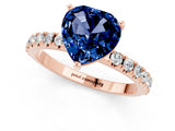 Rose gold Heart Cut Blue Sapphire Solitaire Pavé Band with Four-Prong Setting_1