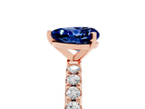 Rose gold Heart Cut Blue Sapphire Solitaire Pavé Band with Four-Prong Setting_5