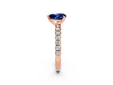 Rose gold Heart Cut Blue Sapphire Solitaire Pavé Engagement Ring with Round Band and Prong Setting_14