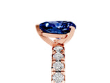 Rose gold Heart Cut Blue Sapphire Solitaire Pavé Engagement Ring with Round Band and Prong Setting_17