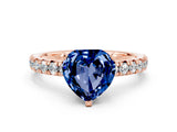 Rose gold Heart Cut Blue Sapphire Solitaire Pavé Engagement Ring with Round Band and Prong Setting_72