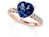 Rose gold Heart Cut Blue Sapphire Solitaire Pavé Engagement Ring with Round Band and Prong Setting_73