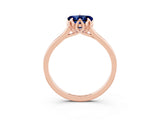 Rose gold Heart Cut Blue Sapphire Solitaire Ring with Flower Prong Setting and Classic Band_15