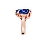 Rose gold Heart Cut Blue Sapphire Solitaire Ring with Flower Prong Setting and Classic Band_17