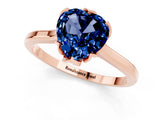 Rose gold Heart Cut Blue Sapphire Solitaire Ring with Flower Prong Setting and Classic Band_37