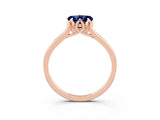 Rose gold Heart Cut Blue Sapphire Solitaire Ring with Flower Prong Setting and Classic Band_39
