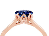 Rose gold Heart Cut Blue Sapphire Solitaire Ring with Flower Prong Setting and Classic Band_40