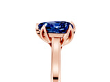 Rose gold Heart Cut Blue Sapphire Solitaire Ring with Flower Prong Setting and Classic Band_41