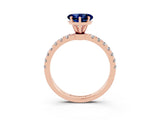 Rose gold Heart Cut Blue Sapphire Solitaire Ring with Pavé Accents and Four-Prong Setting_3