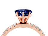 Rose gold Heart Cut Blue Sapphire Solitaire Ring with Pavé Accents and Four-Prong Setting_4