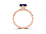 Rose gold Heart Cut Blue Sapphire Solitaire Ring with Pavé Band and Four-Prong Setting_27