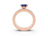 Rose gold Heart Cut Blue Sapphire Solitaire Ring with Pavé and Channel Set Band_3