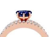 Rose gold Heart Cut Blue Sapphire Solitaire Ring with Pavé and Channel Set Band_4