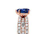 Rose gold Heart Cut Blue Sapphire Solitaire Ring with Pavé and Channel Set Band_5