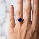 Rose gold Heart Cut Blue Sapphire Solitaire Ring with Round  Pavé Band and Four-Prong Setting_42